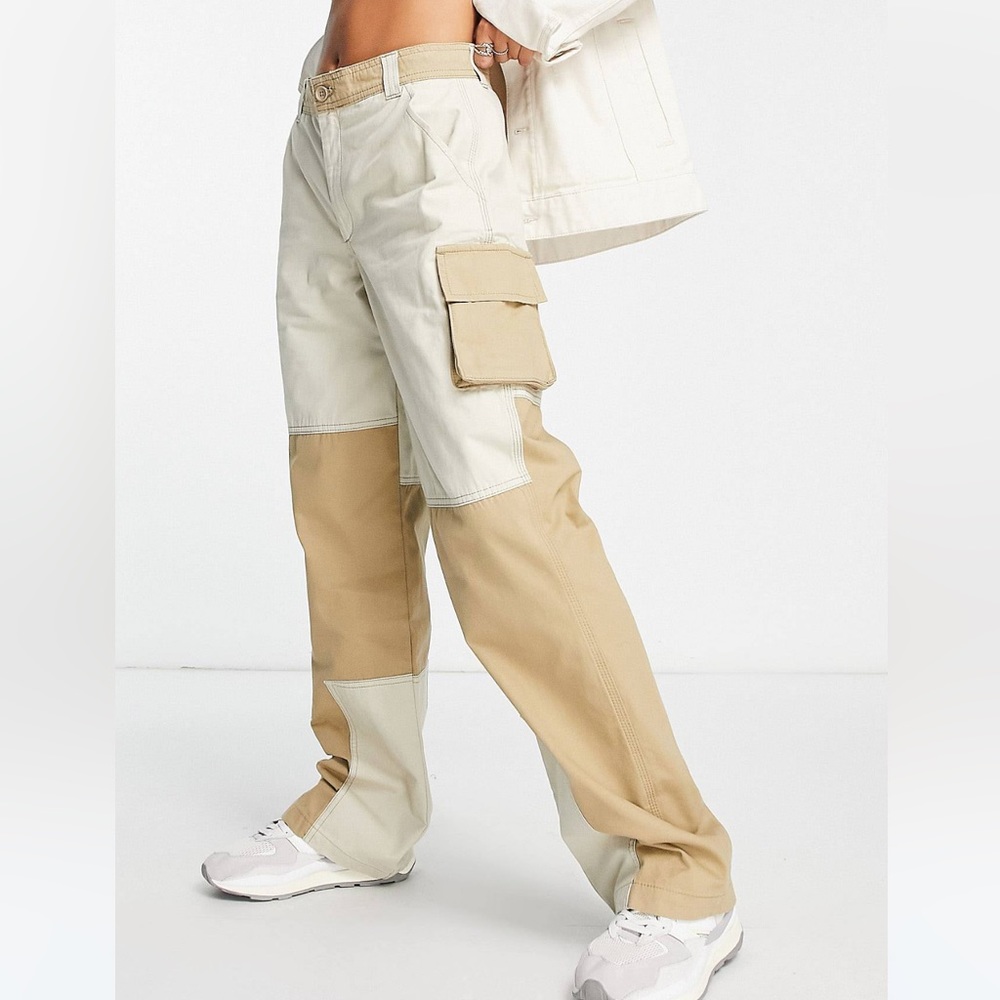 100% cotton patchwork cargo utility pants
